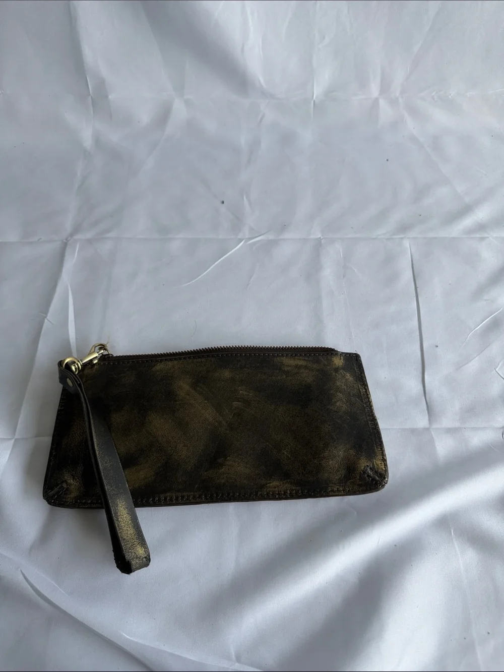 Patricia Nash Black with Distressed Gold Leather Wristlet